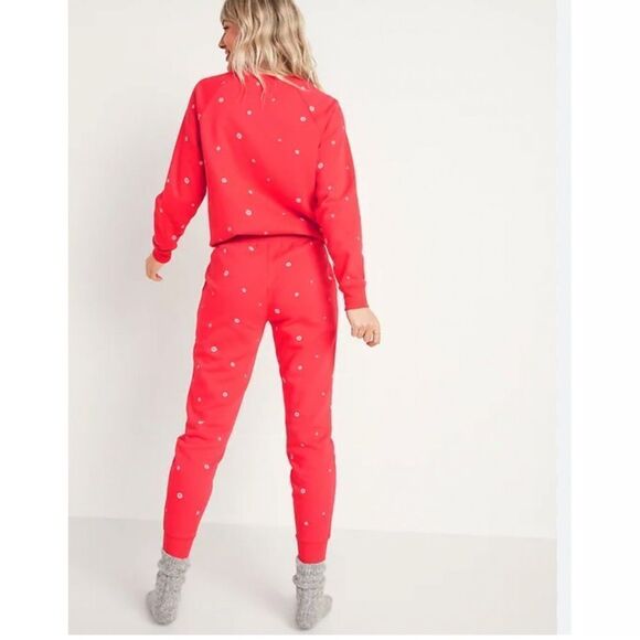 Mid-Rise Red Daisy Print Joggers- XL TALL - Picture 6 of 9